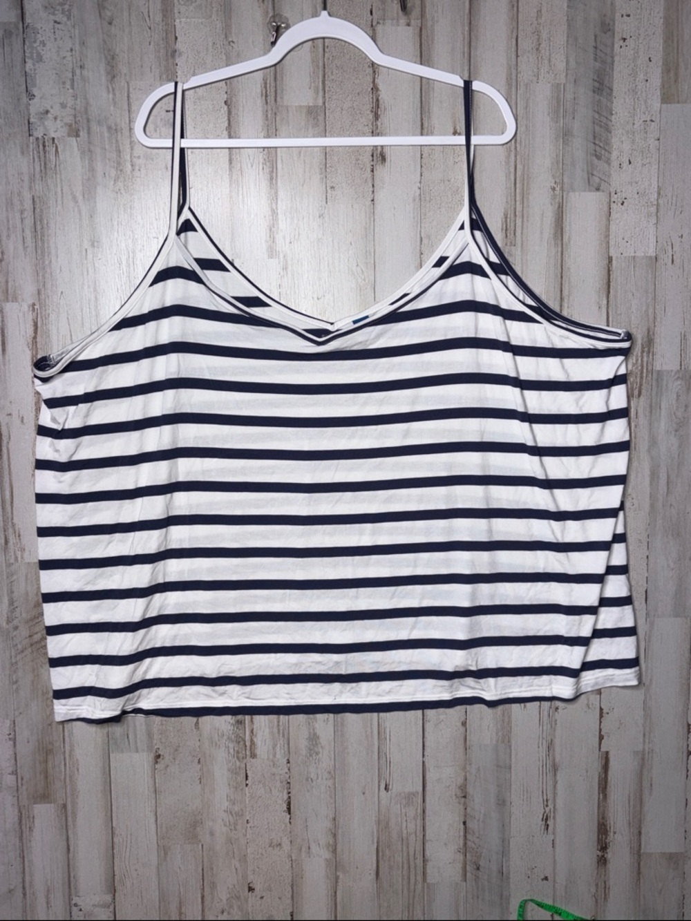 Old Navy Sunday Sleep Navy & White Striped V-Neck Spaghetti Tank 4X